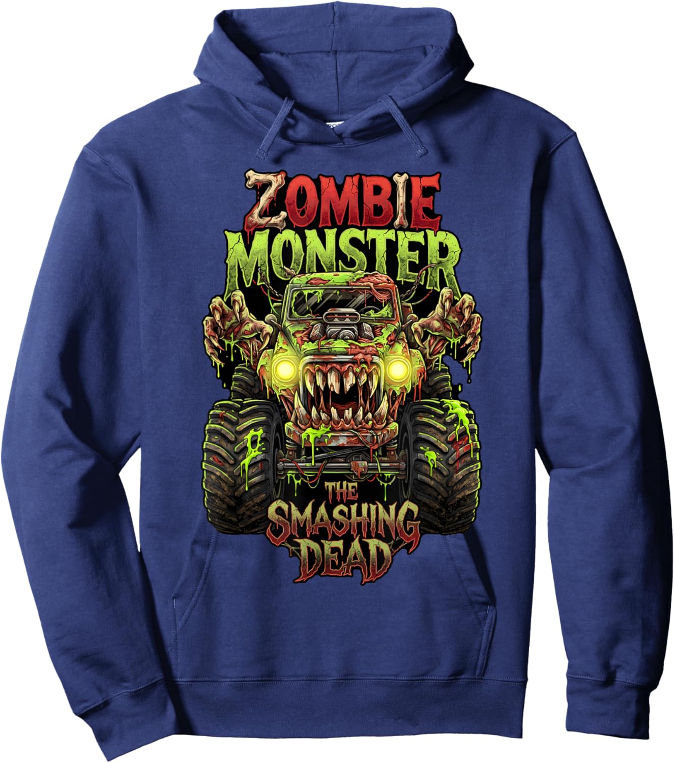 Zombie Monster Truck The Smashing Dead Halloween Boys Kids Hoodie - Hoodie | Navy