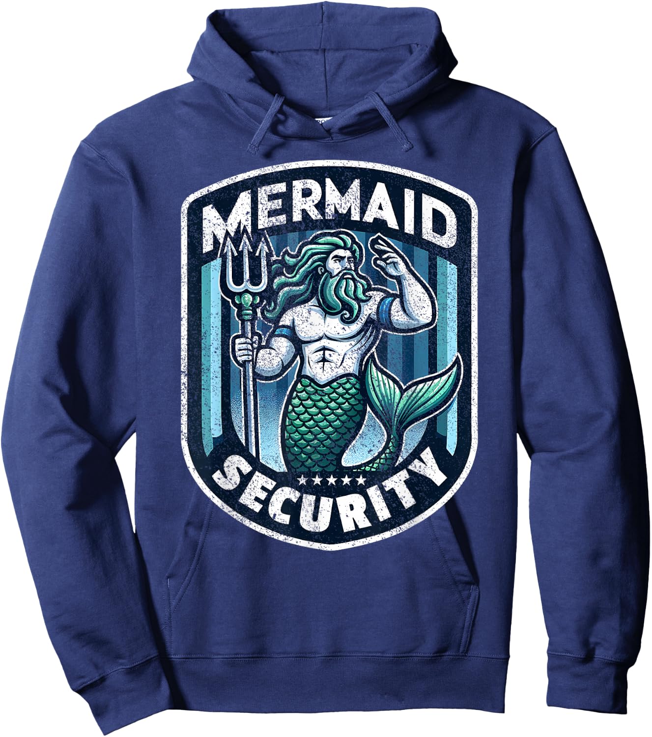 Mermaid Security Father Swimming Parent Swimmer Dad Swim Hoodie - Hoodie | Navy