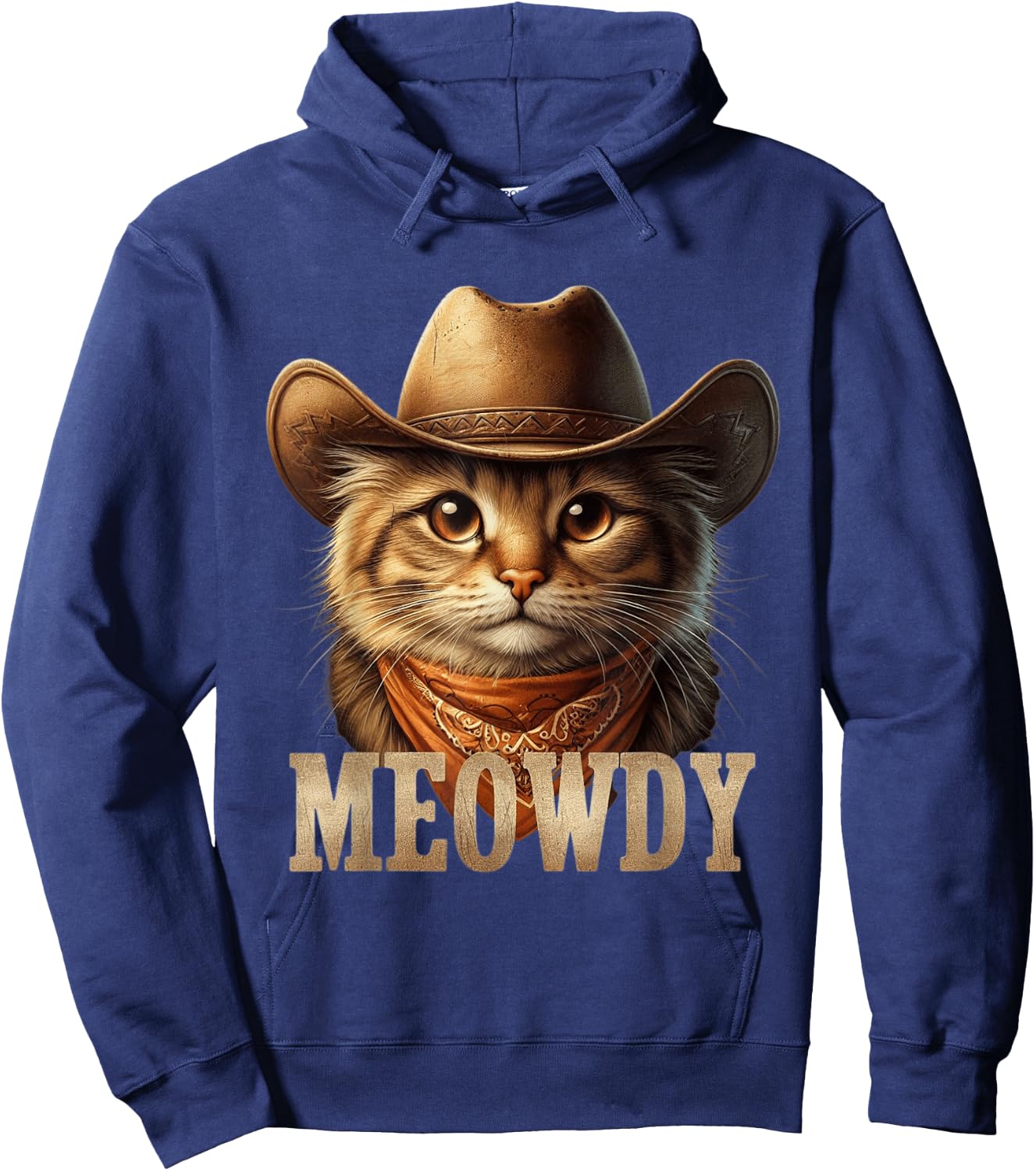 Meowdy Cat Funny Texas Cat Vintage Country Music Cat Cowboy Hoodie - Hoodie | Navy