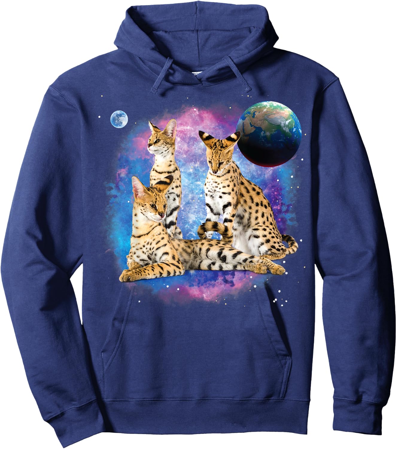Serval Cats in the Galaxy, Serval Lover, Funny Serval Cat Men Women Kids Hoodie - Hoodie | Navy