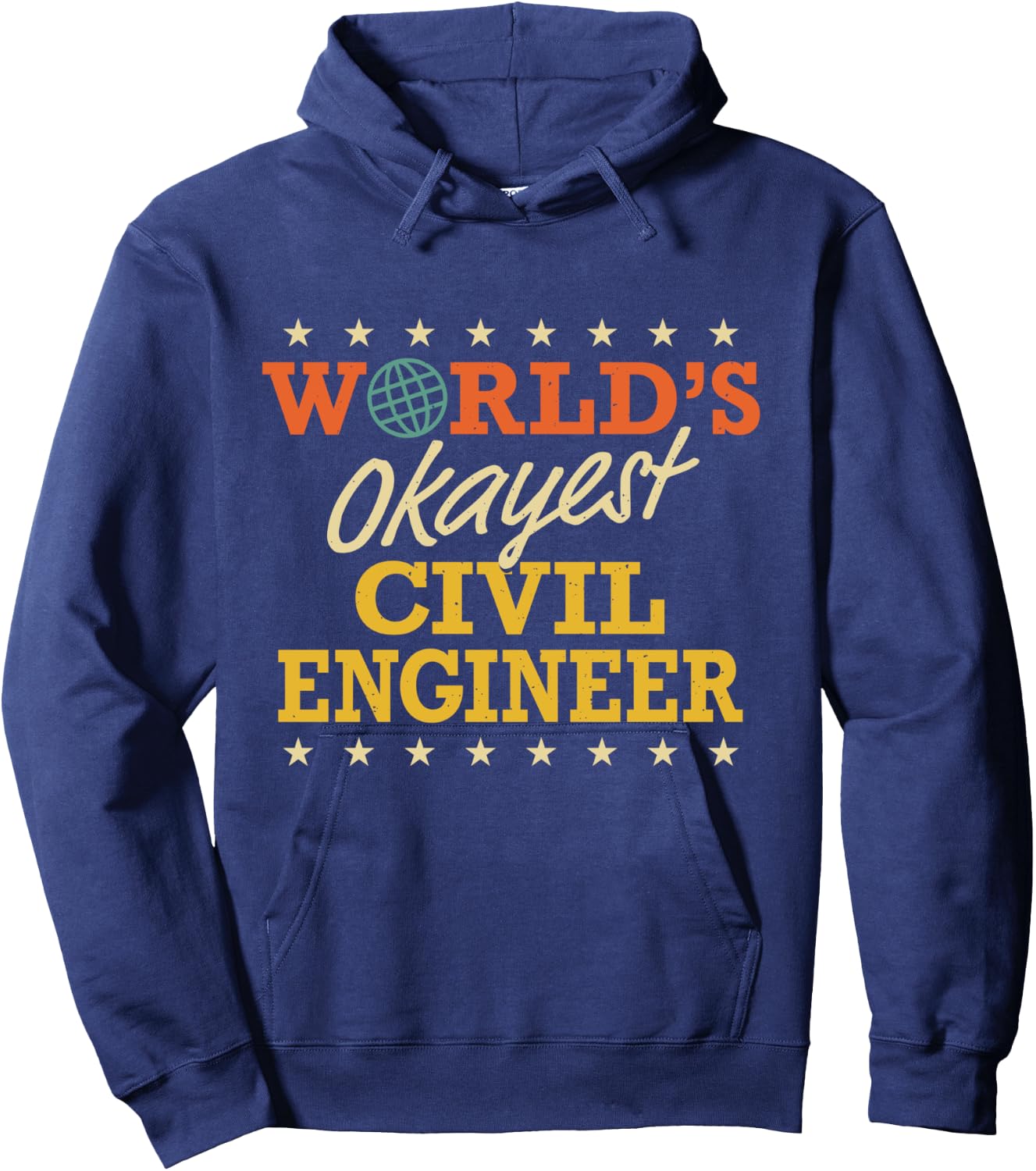World's Okayest Civil Engineer Retro Funny Gifts Hoodie - Hoodie | Navy