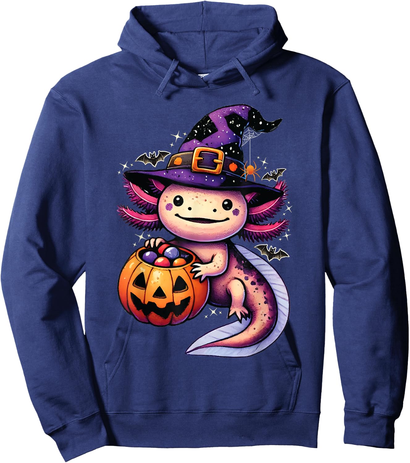 Sea Animal lovers Axolotl Witch Hat celebrating Halloween Hoodie - Hoodie | Navy