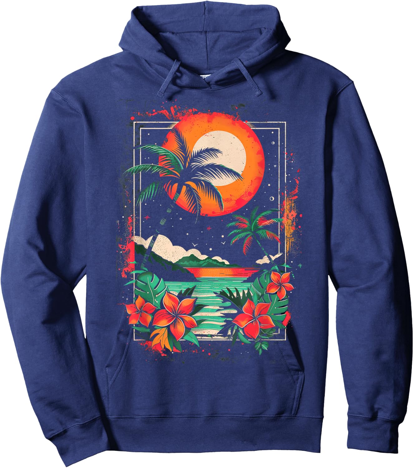 Hawaiian Design | Cool | S - 6XL | Men's Graphic Hoodie - Hoodie | Navy