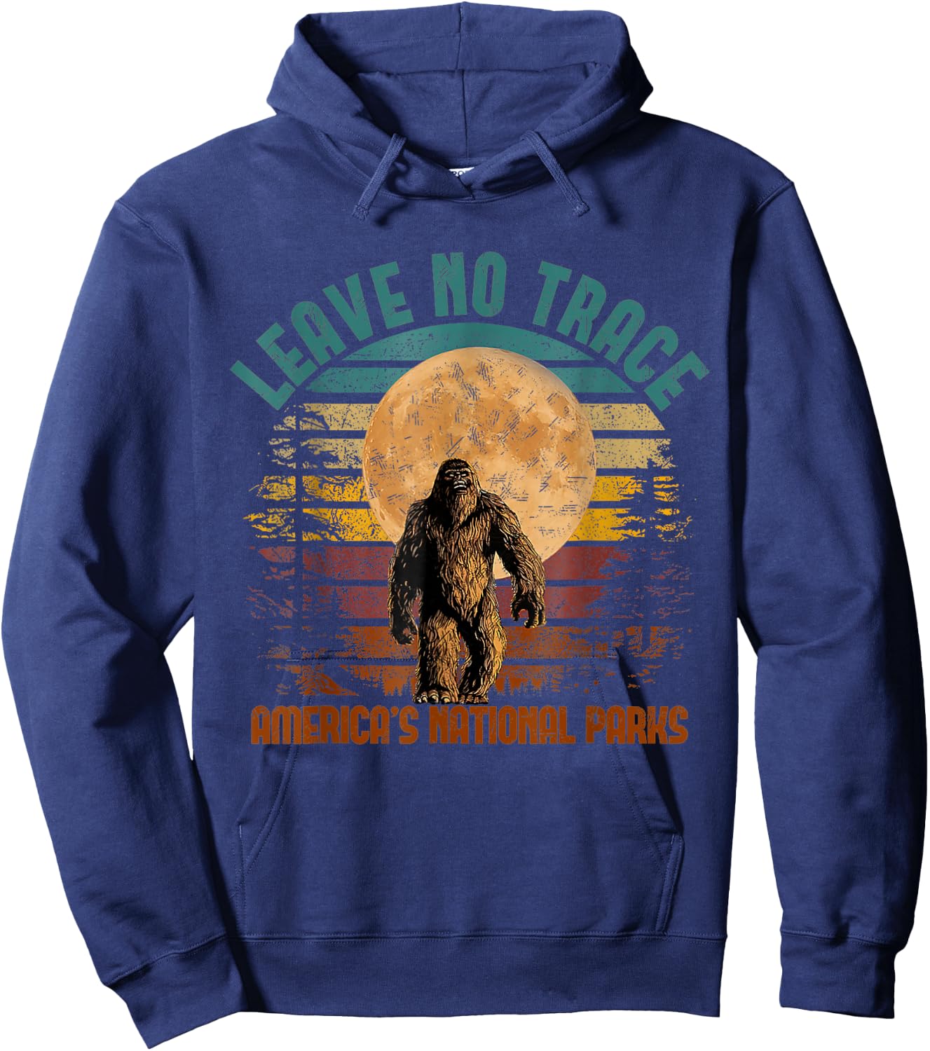 Funny Big Foot Leave No Trace America National Parks Hoodie - Hoodie | Navy