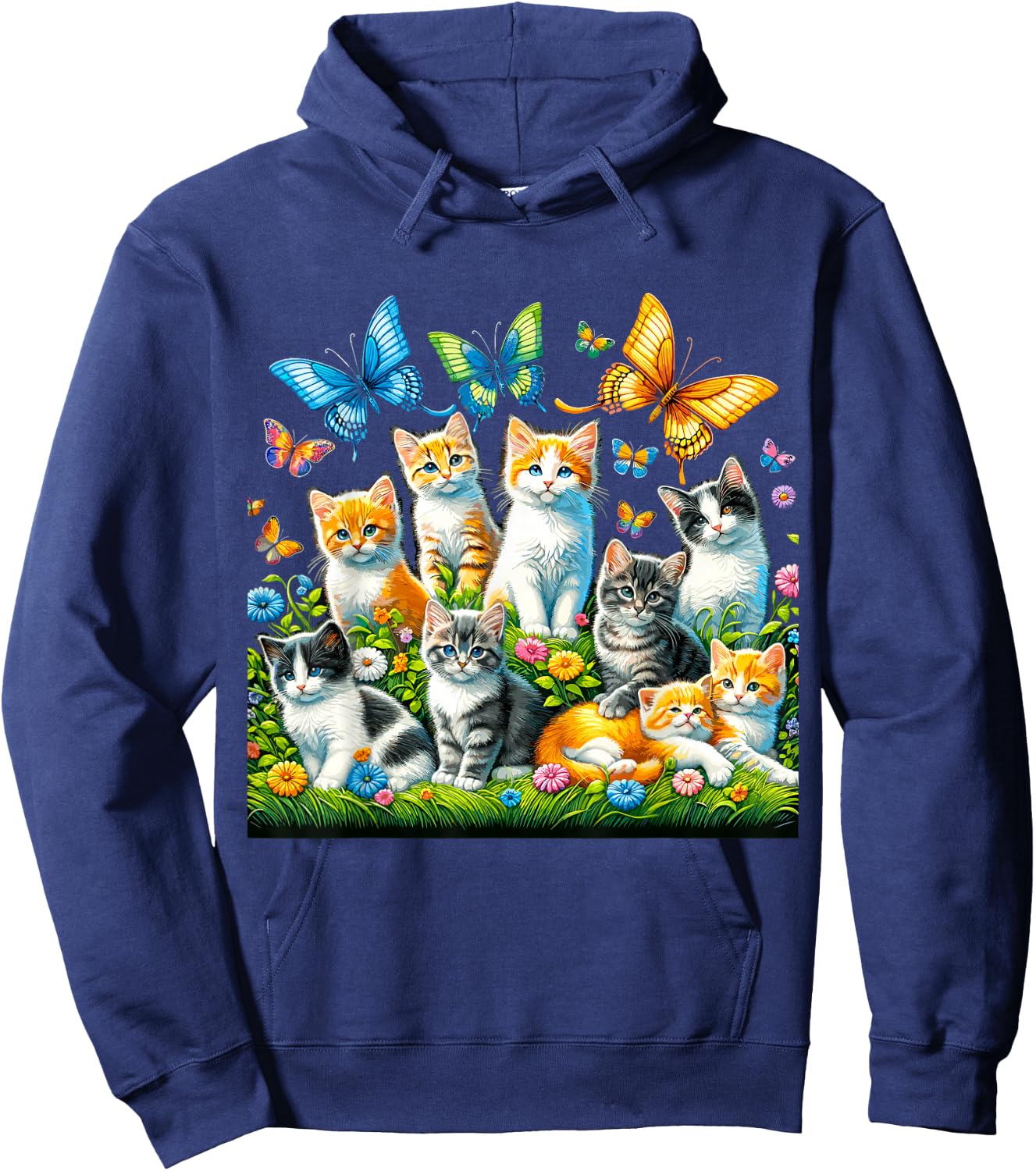 Cats and Butterflies Hoodie - Hoodie | Navy