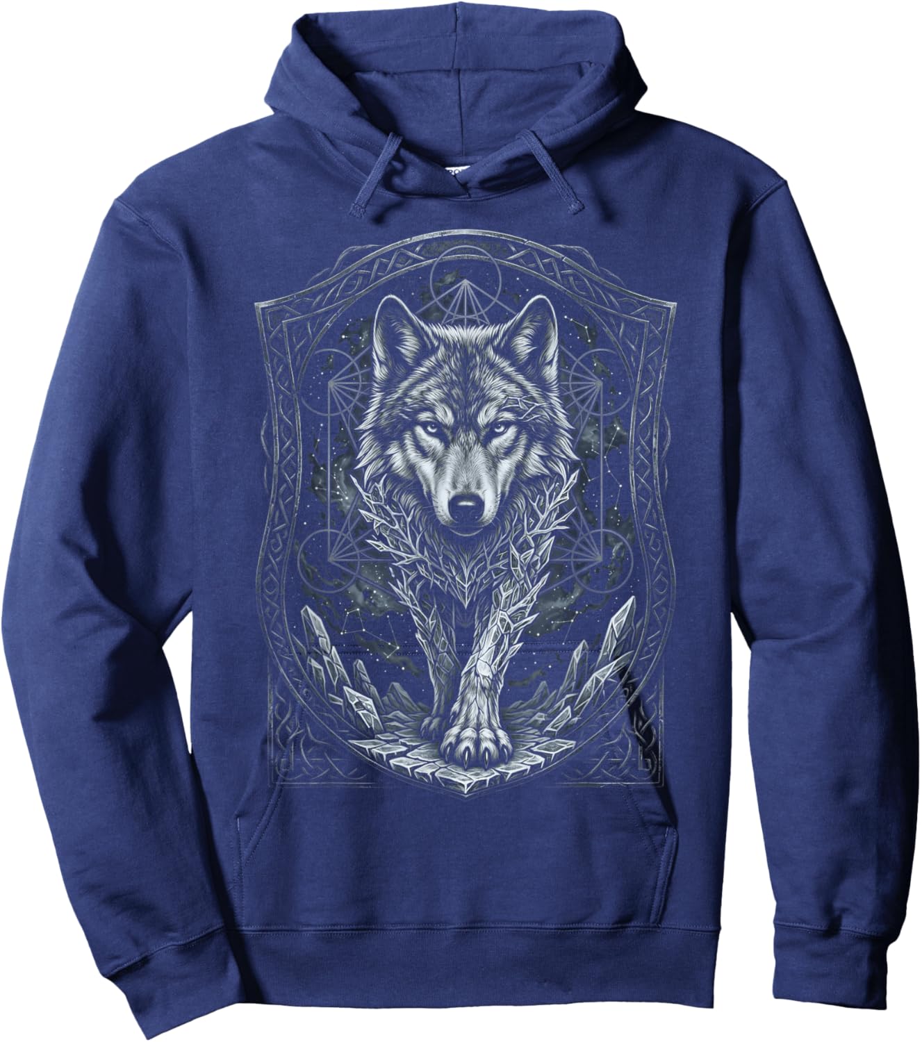 Cosmic Arctic Wolf Celtic Mystic Fantasy Art Hoodie - Hoodie | Navy