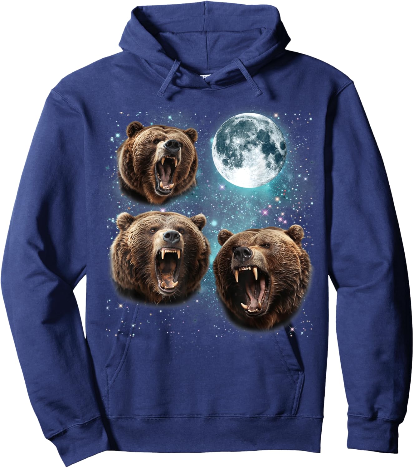 Three Grizzly Bears Howling At Moon Gift Men Women kid Hoodie - Hoodie | Navy
