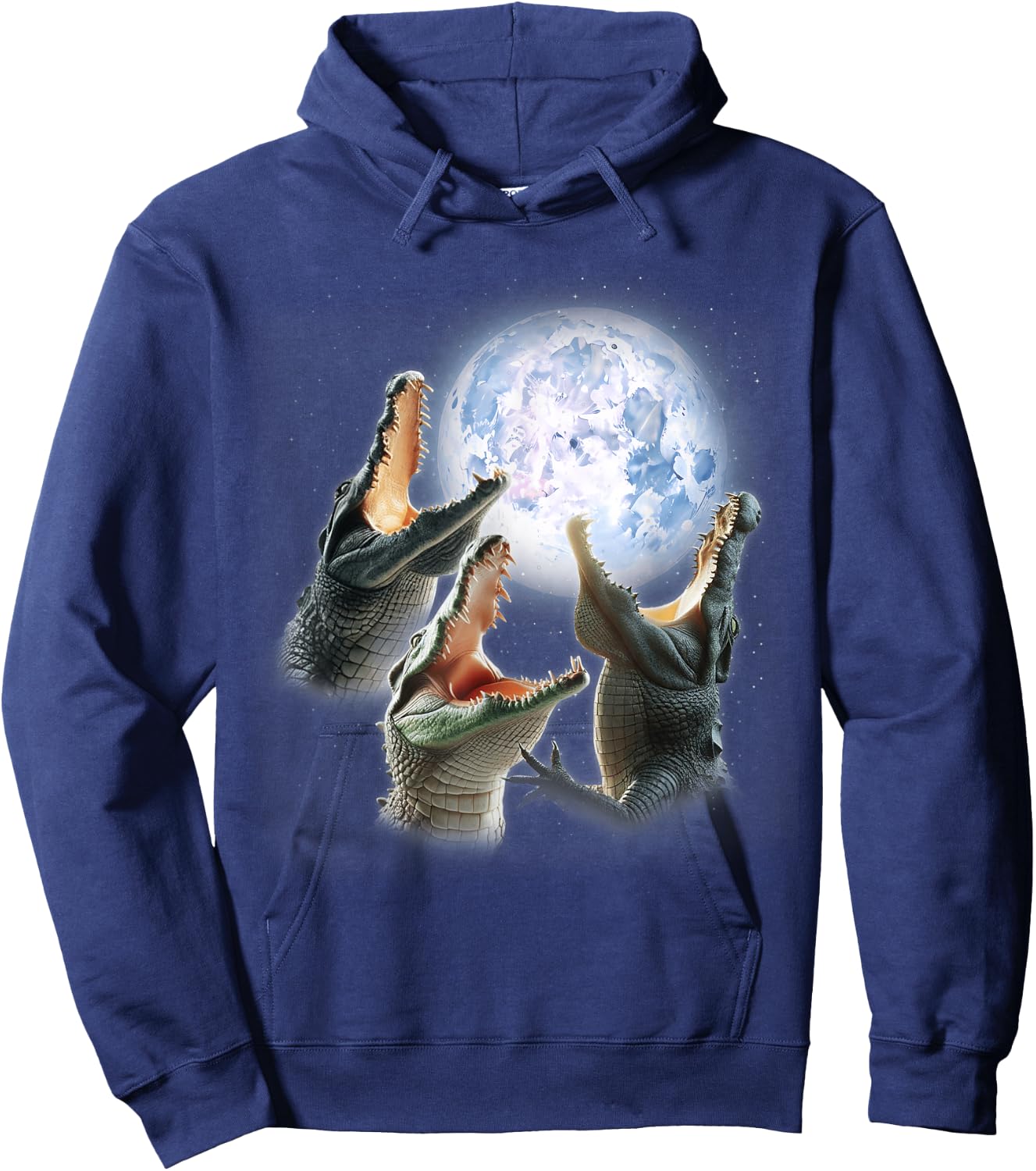 3 Alligator Howling At The Moon Funny Crocodile Alligator Hoodie - Hoodie | Navy