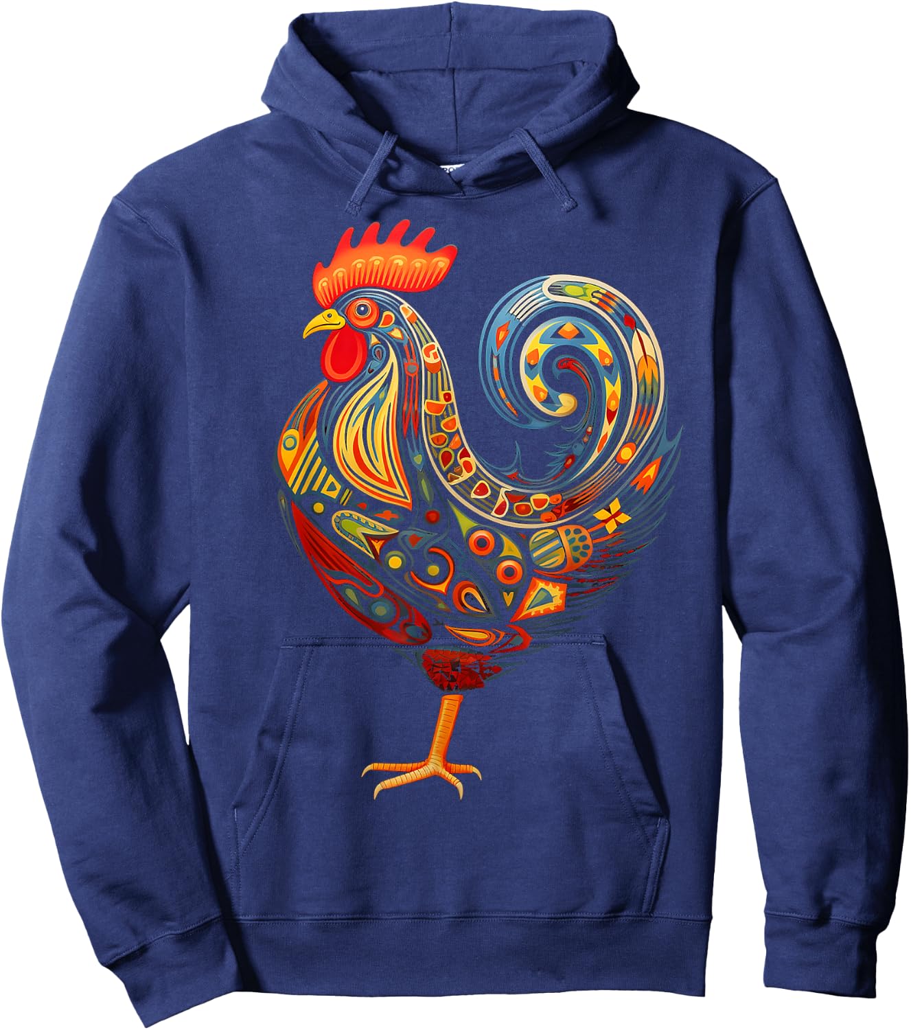 Chicken Mandala Animal Motif Illustration Chicken Hoodie - Hoodie | Navy