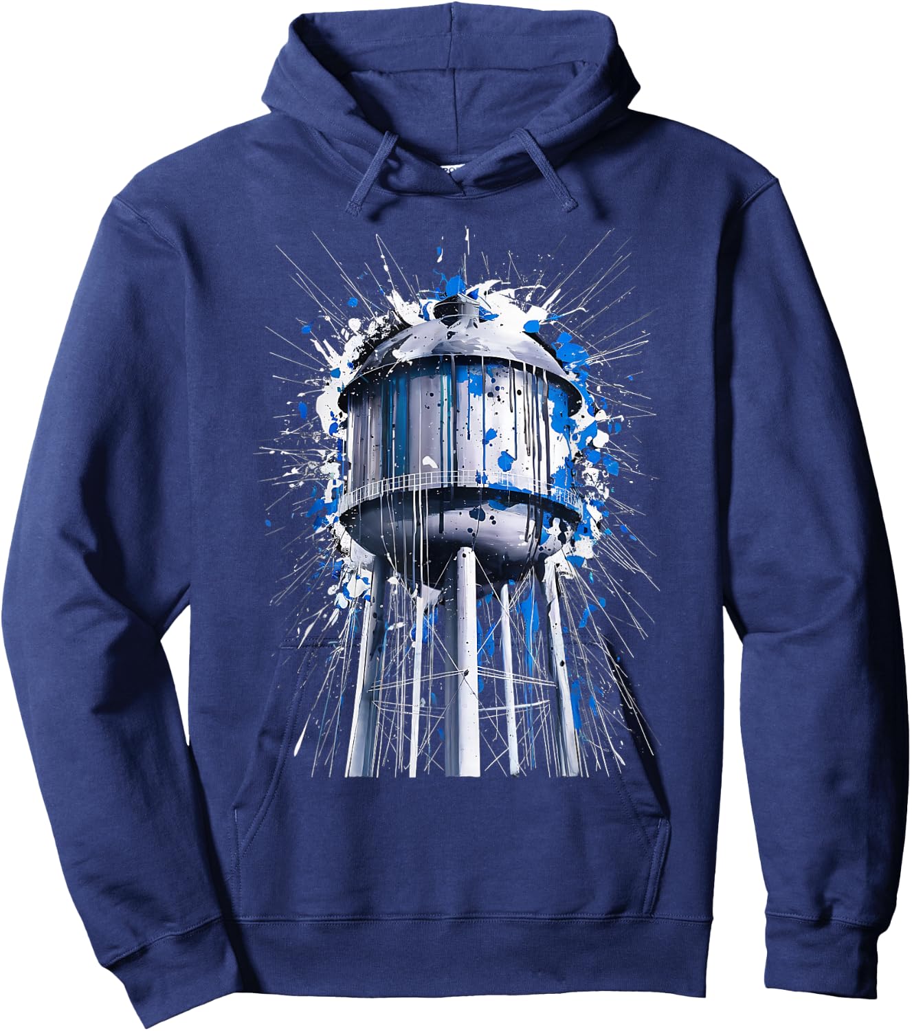 Water Tower Art Splatter Design for Urban Style Fans Hoodie - Hoodie | Navy