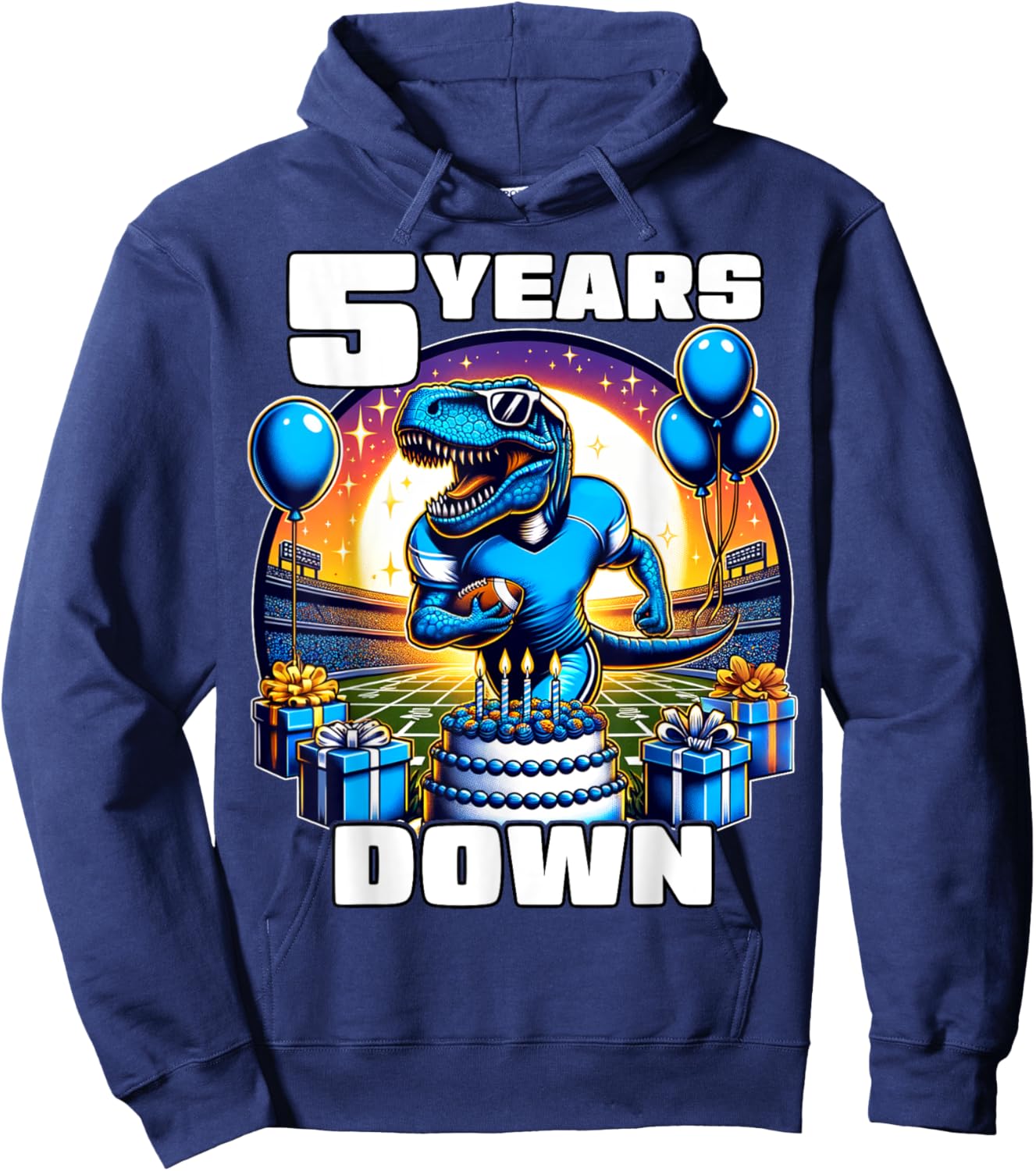 5th Birthday Football Shirt 5 Year Old Kids Football Shirt Hoodie - Hoodie | Navy