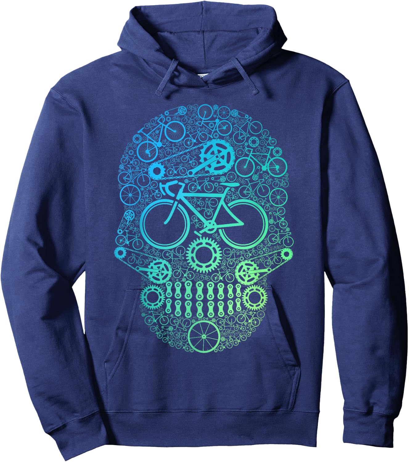 Funny Bicycle Lover Cycling Cyclist Sugar Skull Sporty Hoodie - Hoodie | Navy