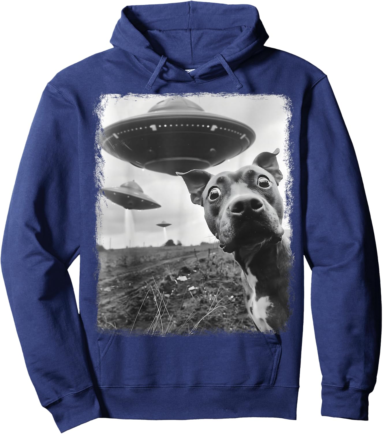 Staffordshire Bull Terrier Dog UFO Extraterrestrial Selfie Hoodie - Hoodie | Navy