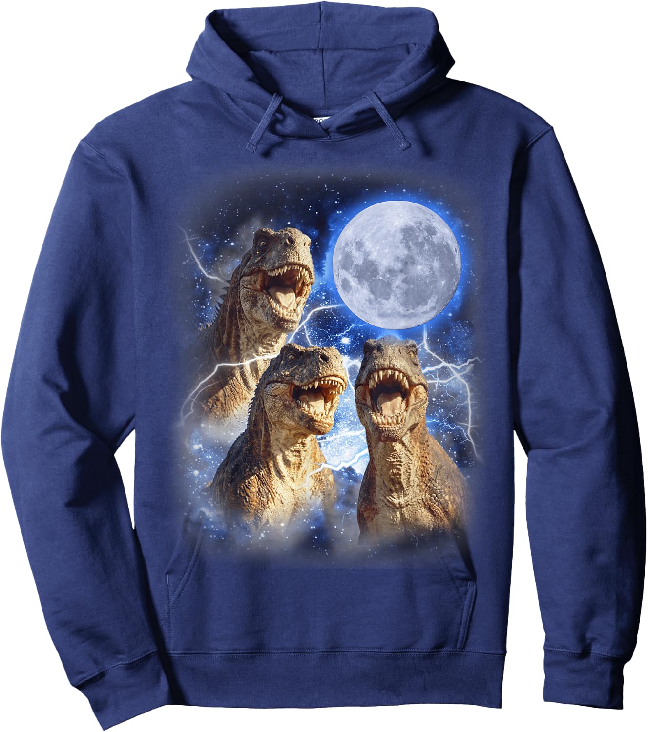3 Tyrannosaurus Moon Howling Prehistoric Funny Dinosaurs Hoodie - Hoodie | Navy