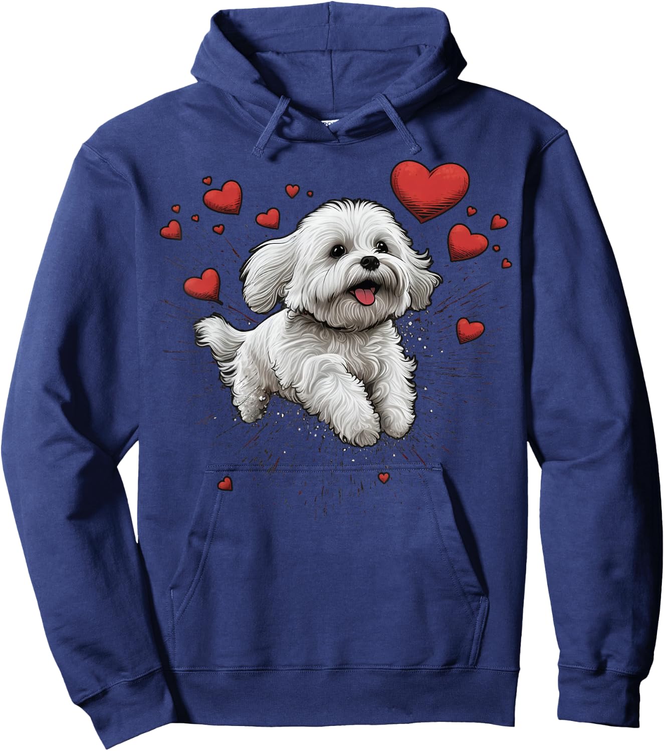 Maltese dog Love Heart for Valentines Day Maltese dog Lover Hoodie - Hoodie | Navy