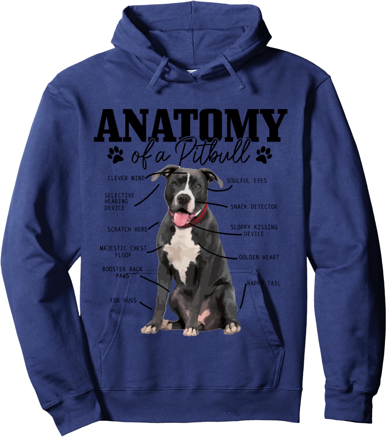 Anatomy Of A Pitbull Dog Funny Cute Pitbull Mom Pitbull Dad Hoodie - Hoodie | Navy