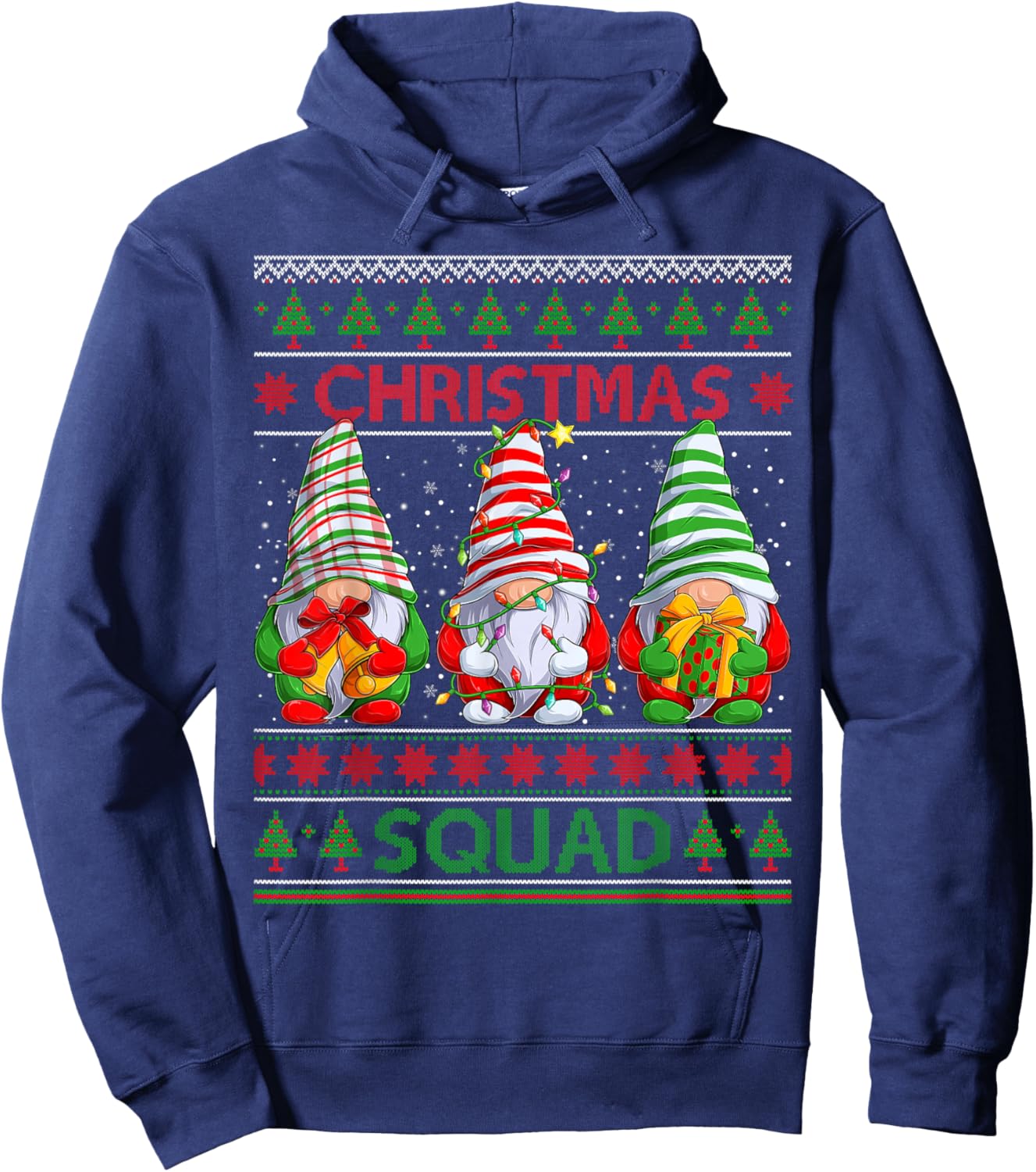 Gnome Matching Family Christmas Squad Ugly Christmas Sweater Hoodie - Hoodie | Navy