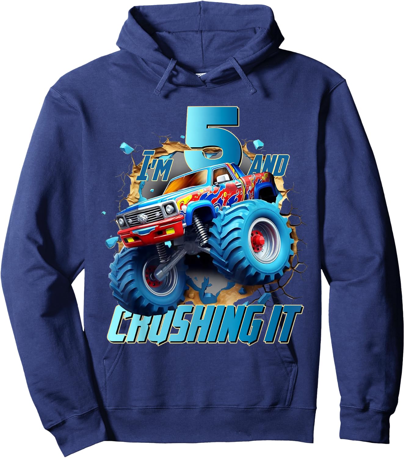 I'm Crushing it Monster Truck 5 Year Old Boys 5th Birthday Hoodie - Hoodie | Navy