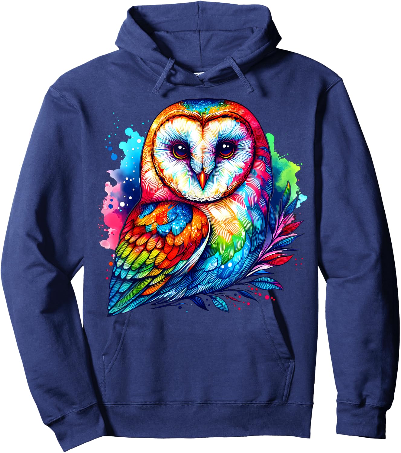Cool Barn Owl Graphic Spirit Animal Illustration Tie Dye Art Hoodie - Hoodie | Navy