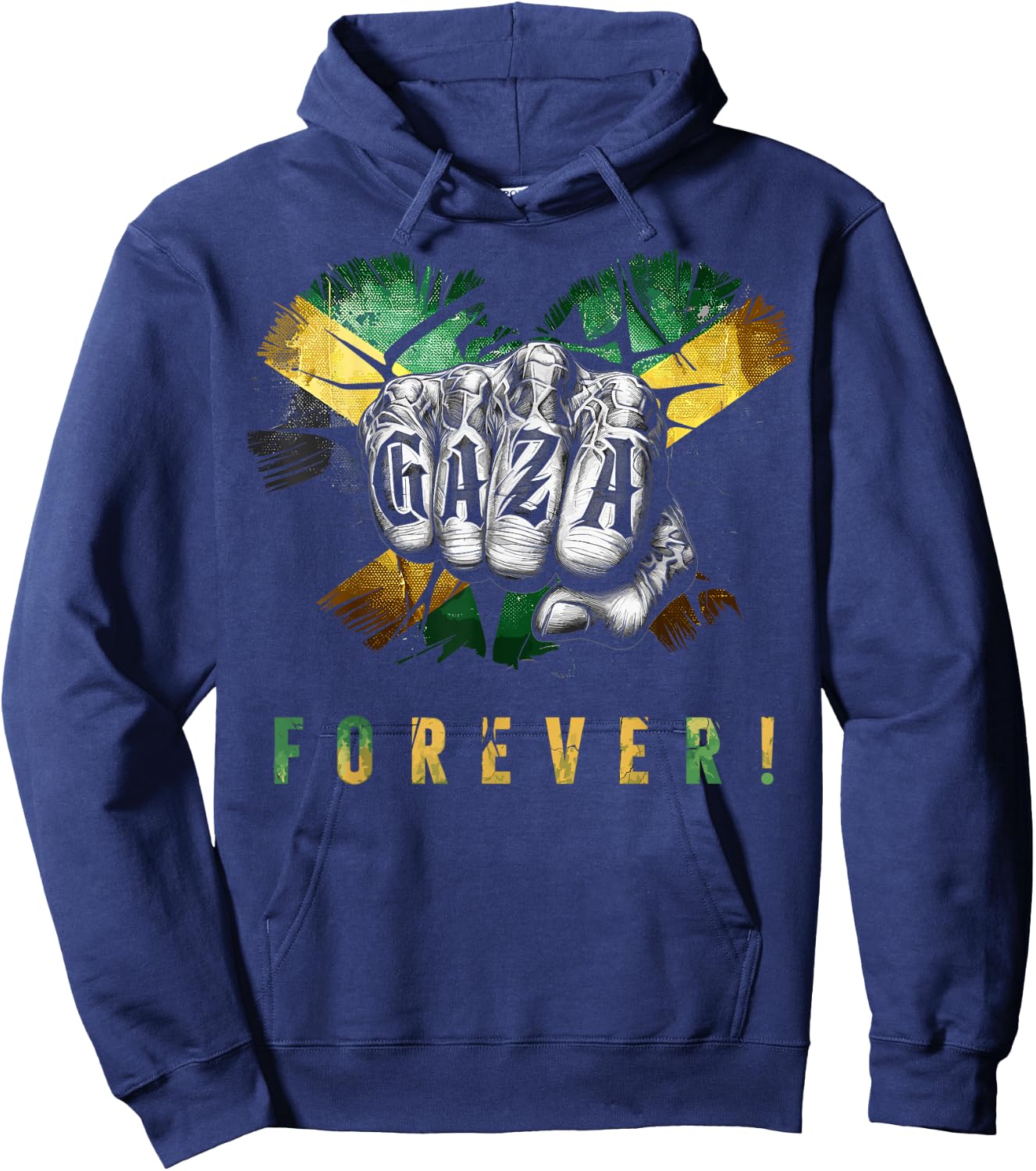 Gaza Forever Jamaican Flag Dancehall Vybz Fans Men, Women's Hoodie - Hoodie | Navy
