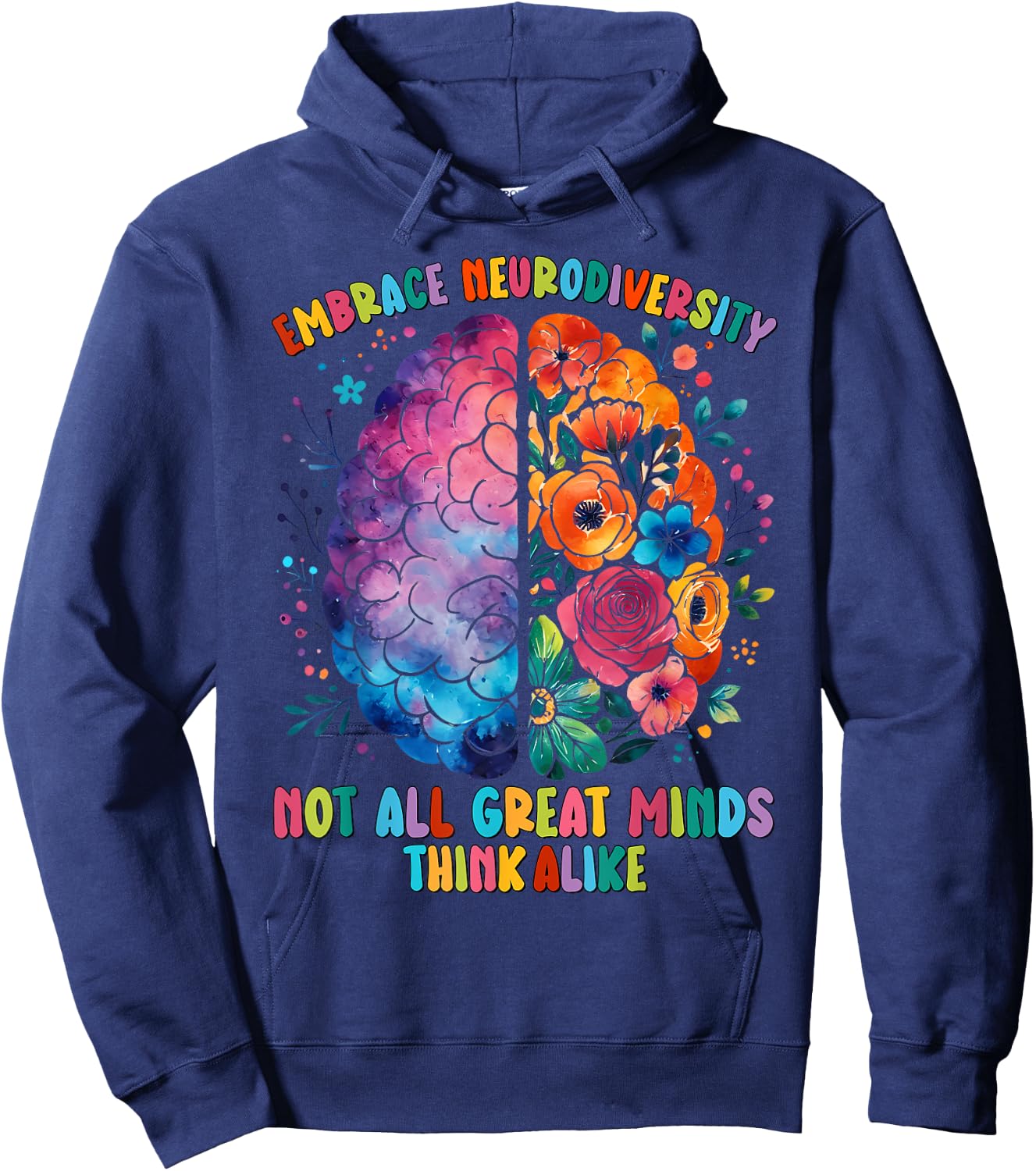 Not All Great Minds Think Alike Embrace Neurodiversity ADHD Hoodie - Hoodie | Navy