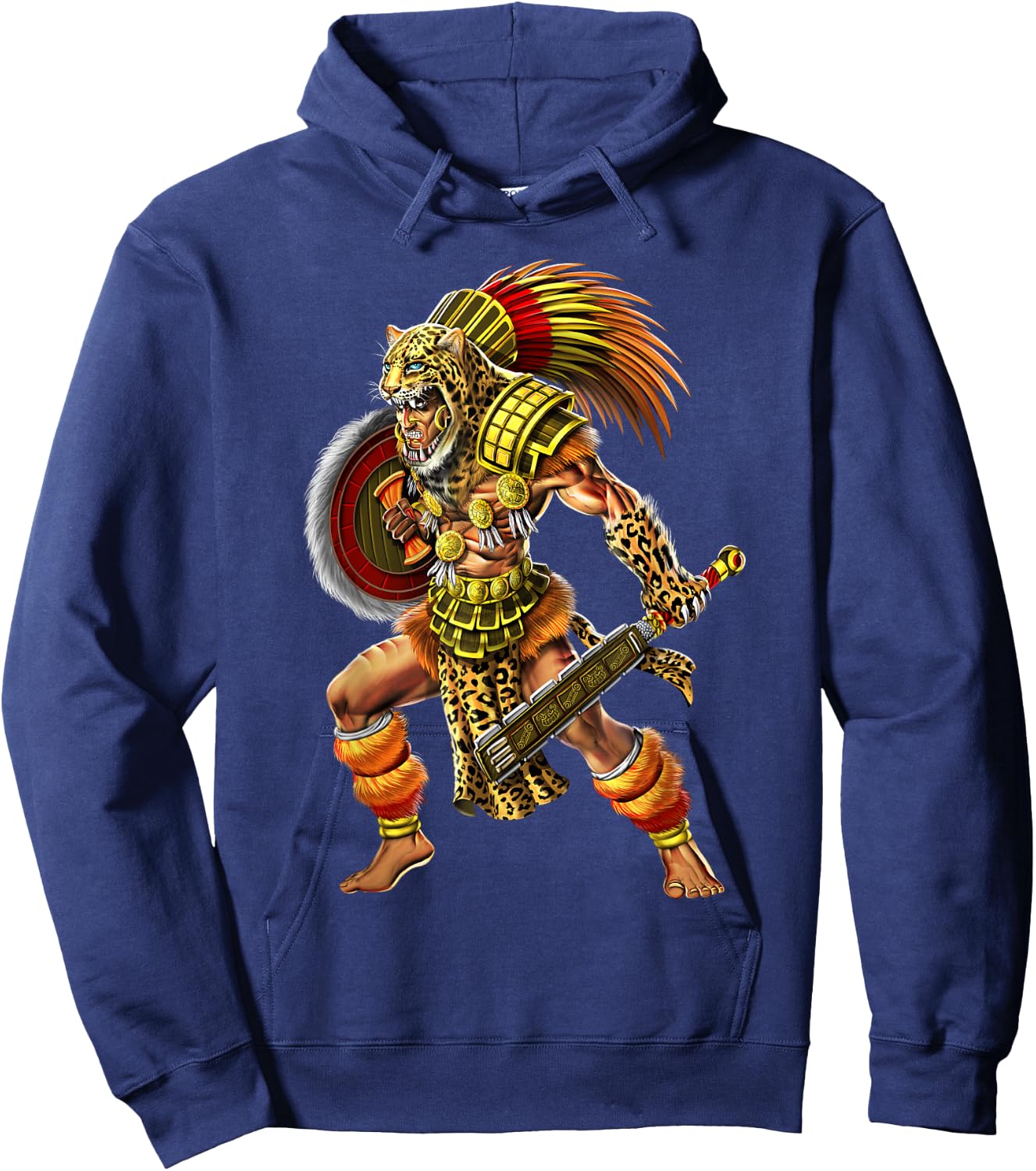 Aztec Jaguar Warrior Ancient Mayan Warrior Hoodie - Hoodie | Navy