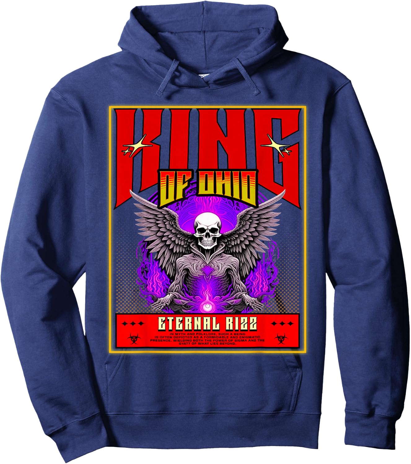 King Of Ohio Ironic Meme Brainrot Trendy Rizz Quote Hoodie - Hoodie | Navy