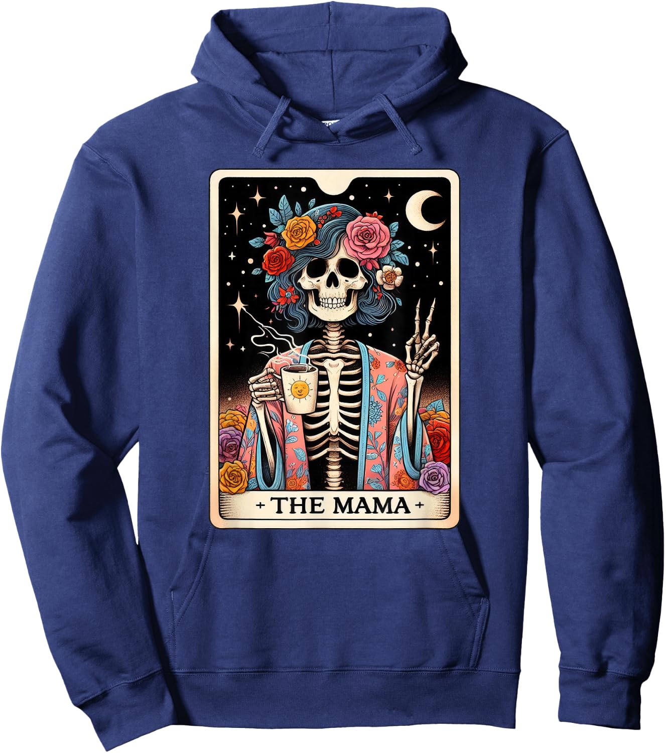 Cool Moms Day Mama Skeleton, Tarot Card Skeleton Graphic Hoodie - Hoodie | Navy