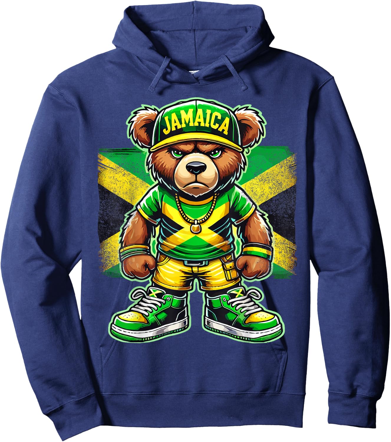 Jamaica Flag Teddy Bear Jamaican Hoodie - Hoodie | Navy