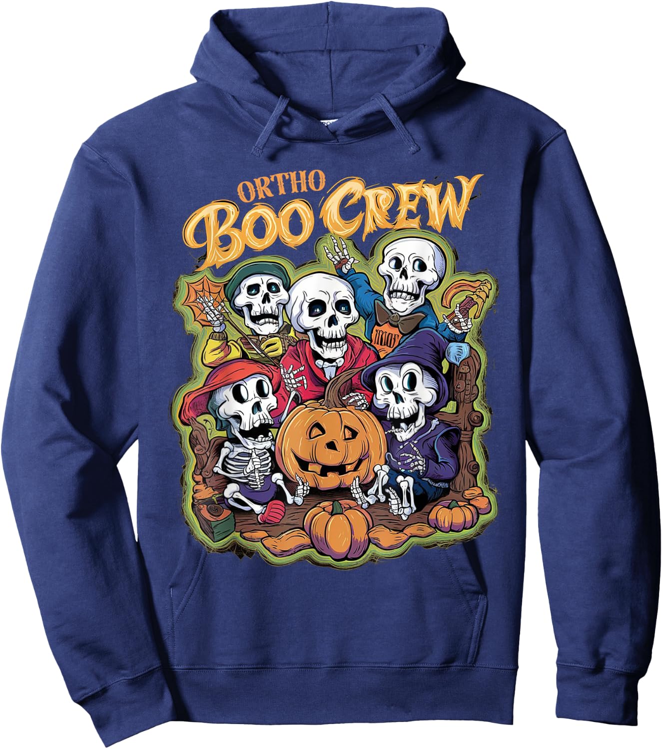 Ortho Squad Spooky Ortho Orthopedic Halloween Boo Crew Hoodie - Hoodie | Navy