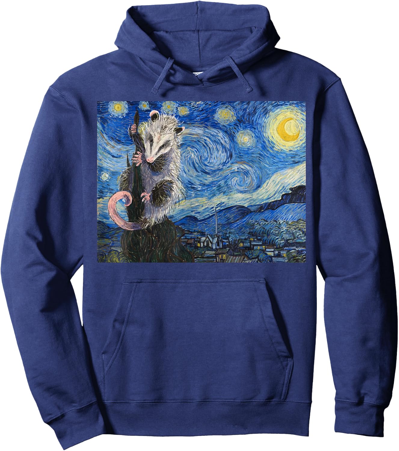 Starry Night Opossum Van Gogh Possum Funny Rodent Animal Hoodie - Hoodie | Navy