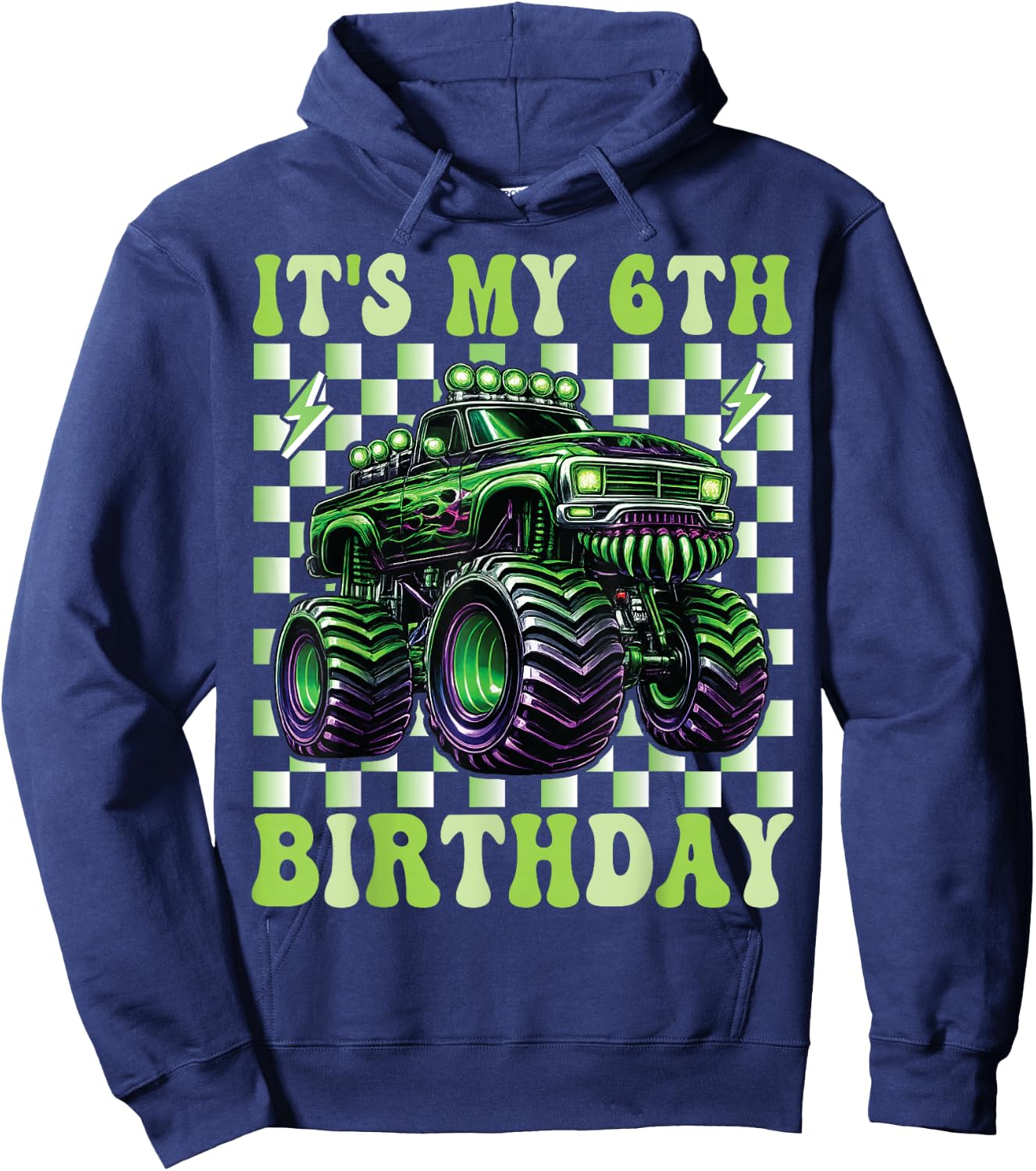 Its My 6th Birthday Monster Truck 6 Year Old Boys 6th Party Hoodie - Hoodie | Navy
