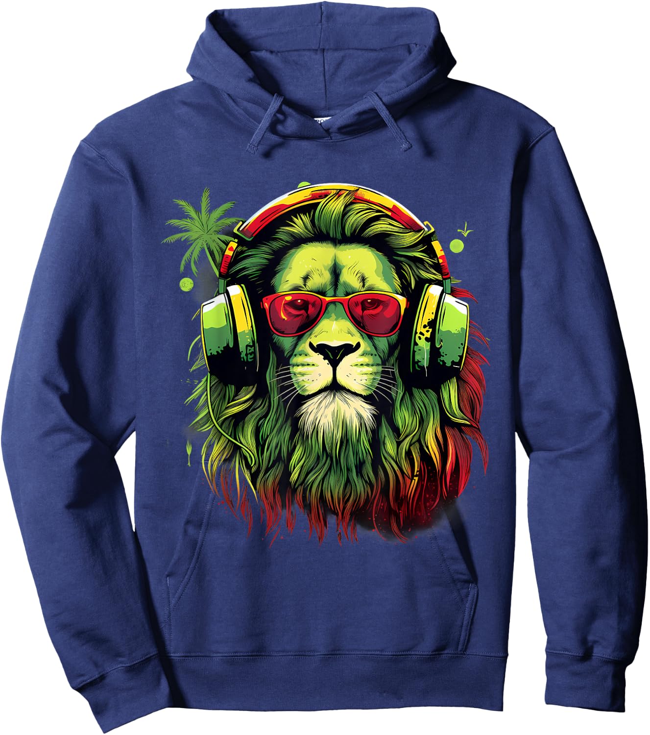 Rastafarian Pride Lion Of Judah Jamaica Rasta Reggae Lion Hoodie - Hoodie | Navy