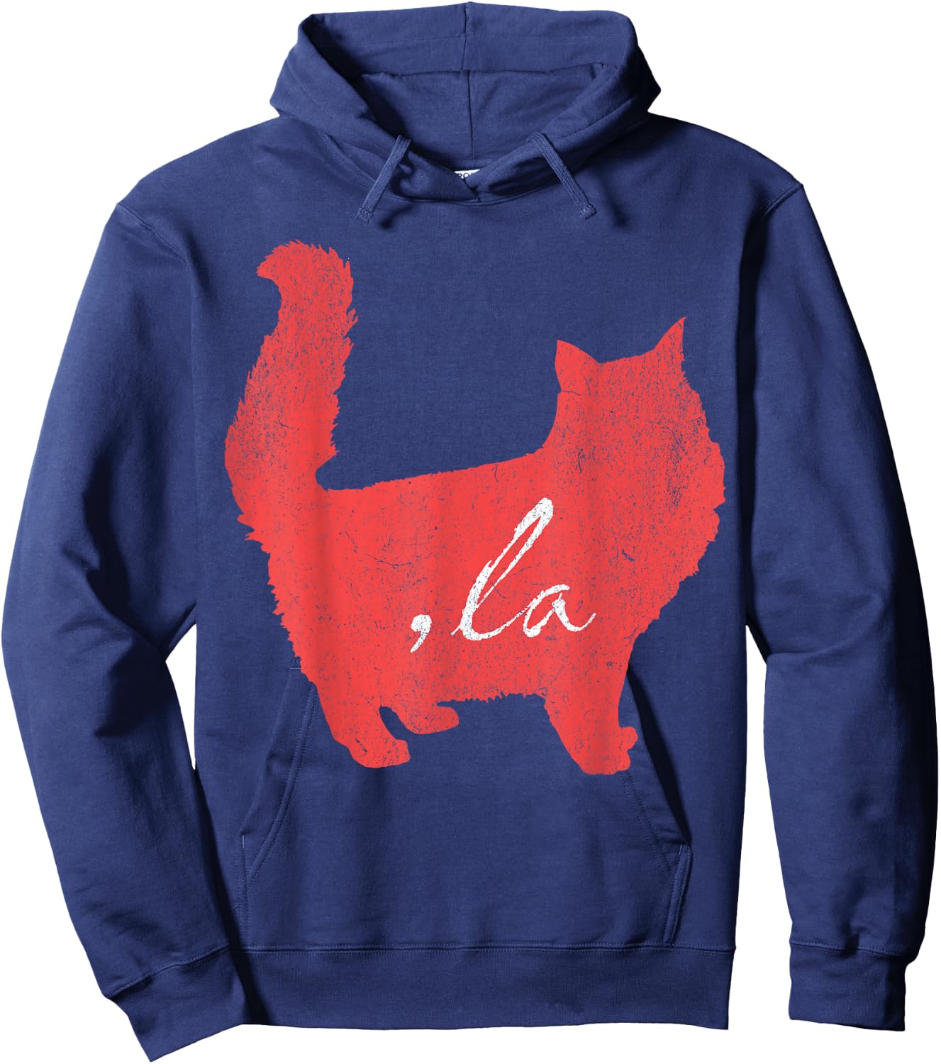 la/ Comma la/Comma la in A Red Cat Silhouette Women Girls Kids Hoodie - Hoodie | Navy