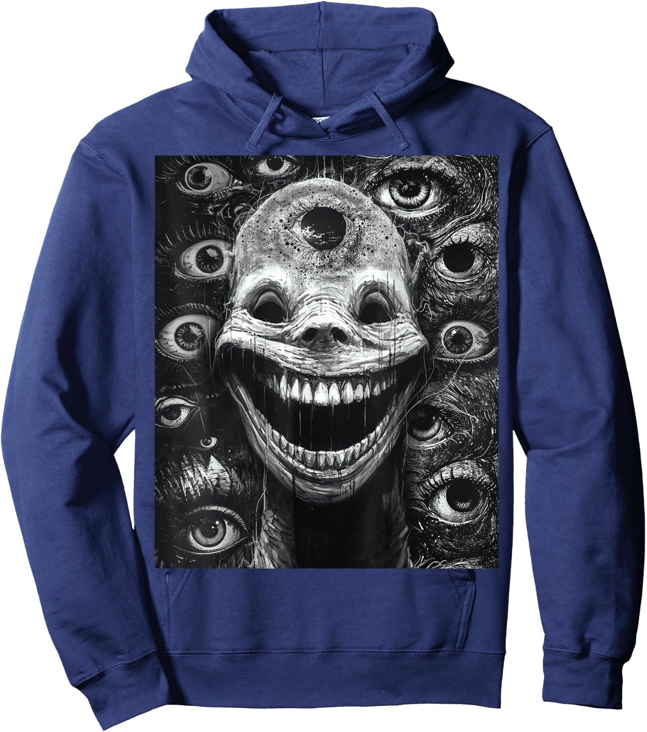 Creepy gothic grin of the abyss Horror Nightmarish Sinister Hoodie - Hoodie | Navy
