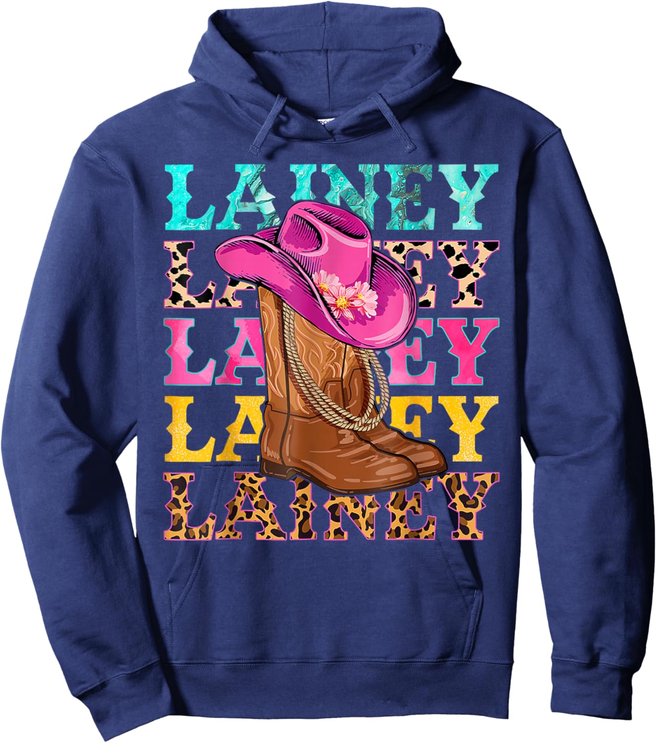 Western Cowgirl Lainey Personalized Black -Kids Western Casual Hoodie - Hoodie | Navy