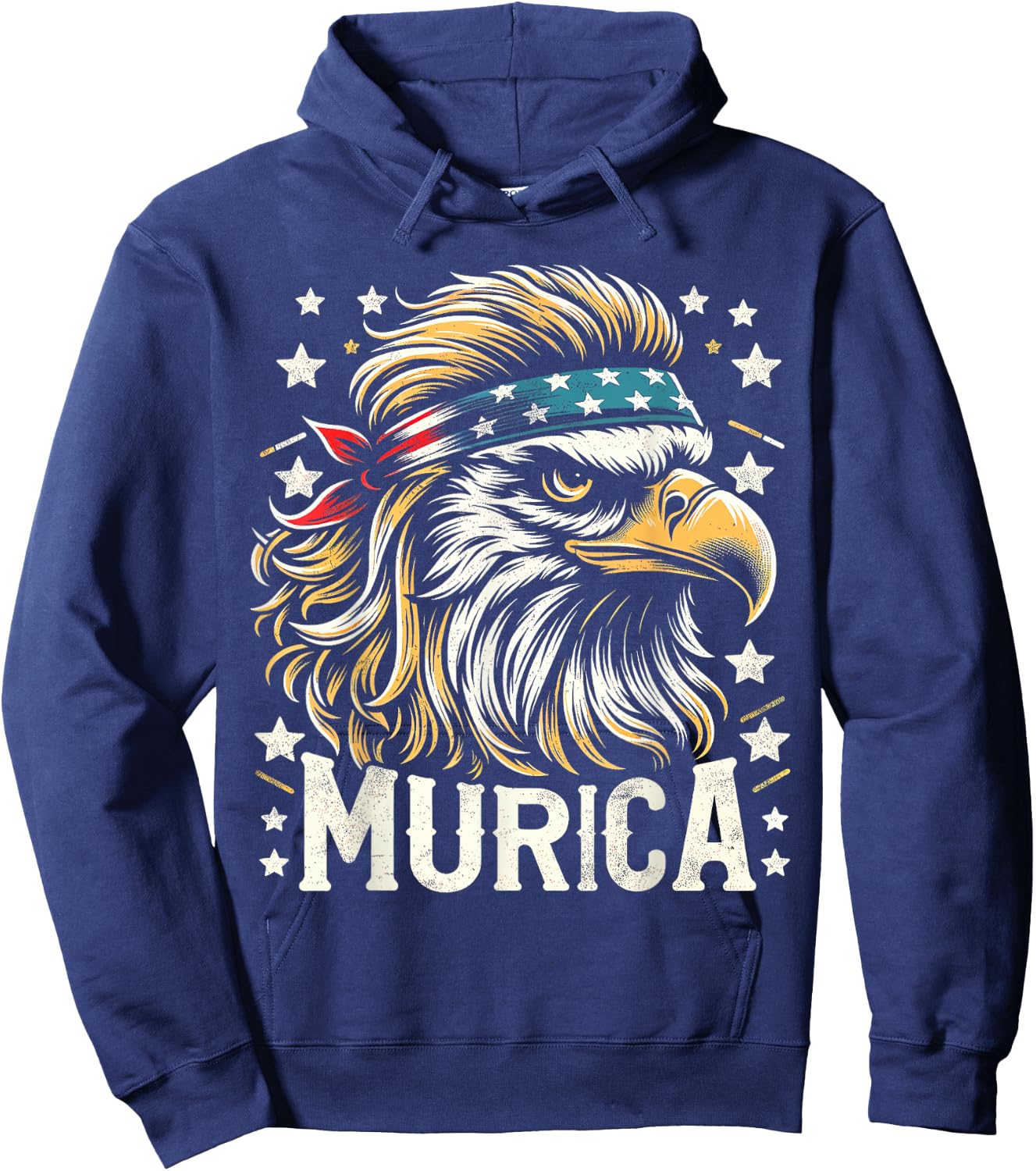 4th of July Patriotic Funny Eagle July 4th USA Murica Hoodie - Hoodie | Navy
