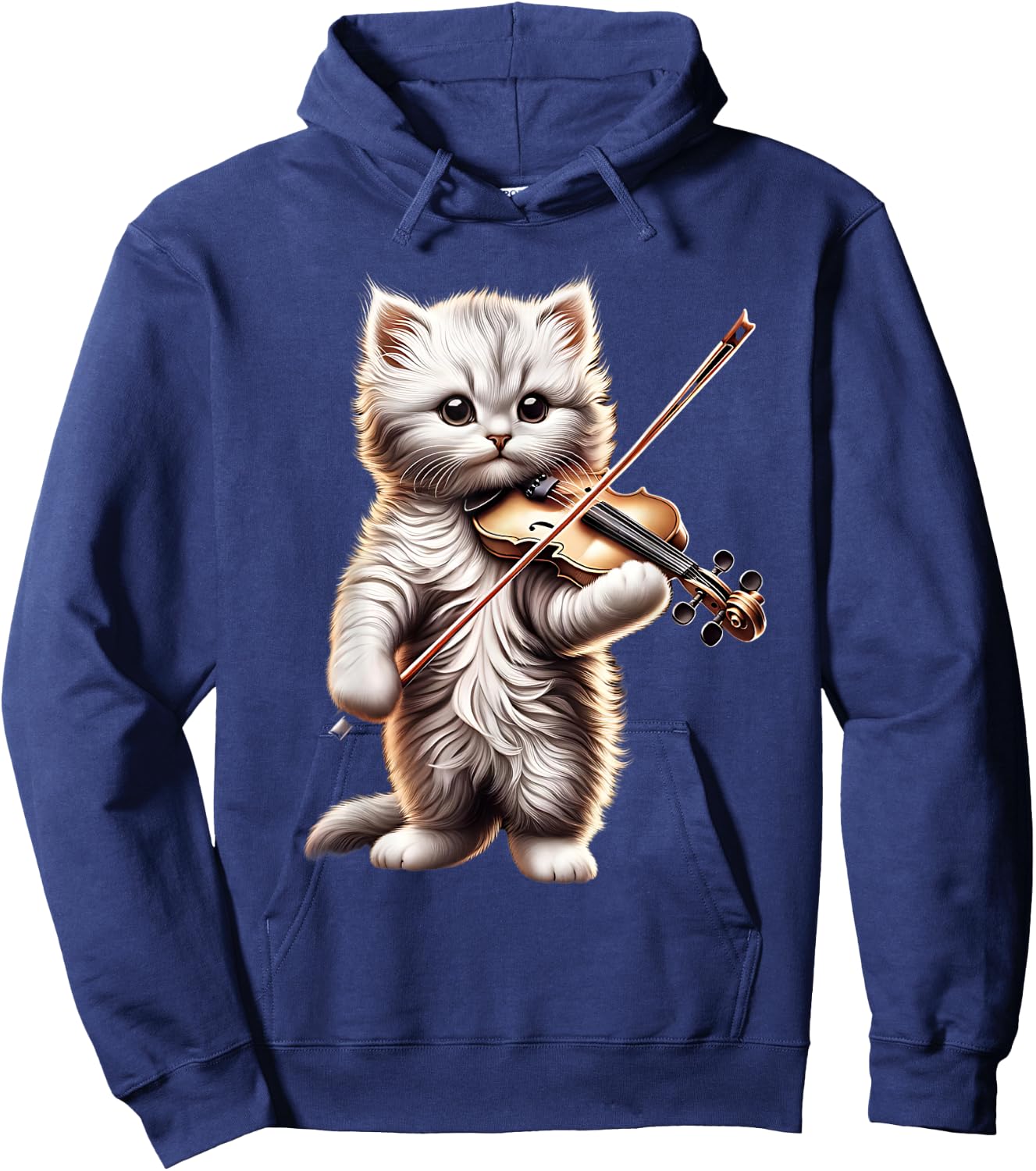 Funny Orchestra Musician Violinist Cute Cat Playing Violin Hoodie - Hoodie | Navy