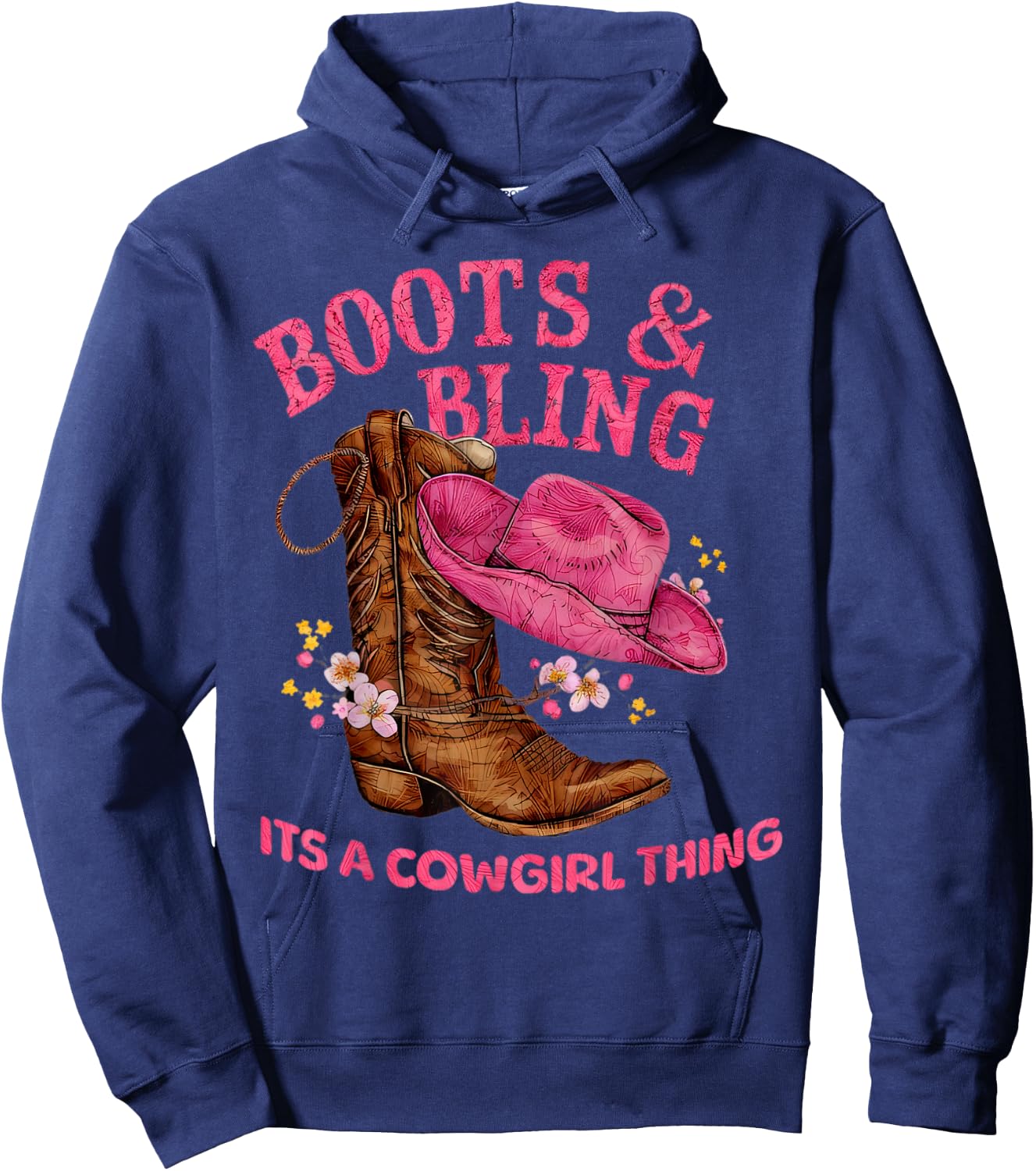 Boots & Bling It's a Cowgirl Thing Country Chic Hoodie - Hoodie | Navy
