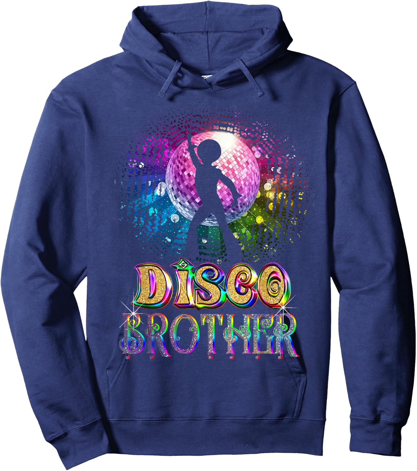 Funny Disco Brother -Retro 70's Seventies Themed Disco Ball Hoodie - Hoodie | Navy