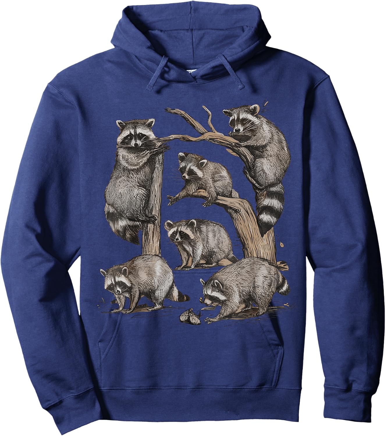 Racoon Portrait Sketch Wild Trash Panda Cute Raccoon Hoodie - Hoodie | Navy