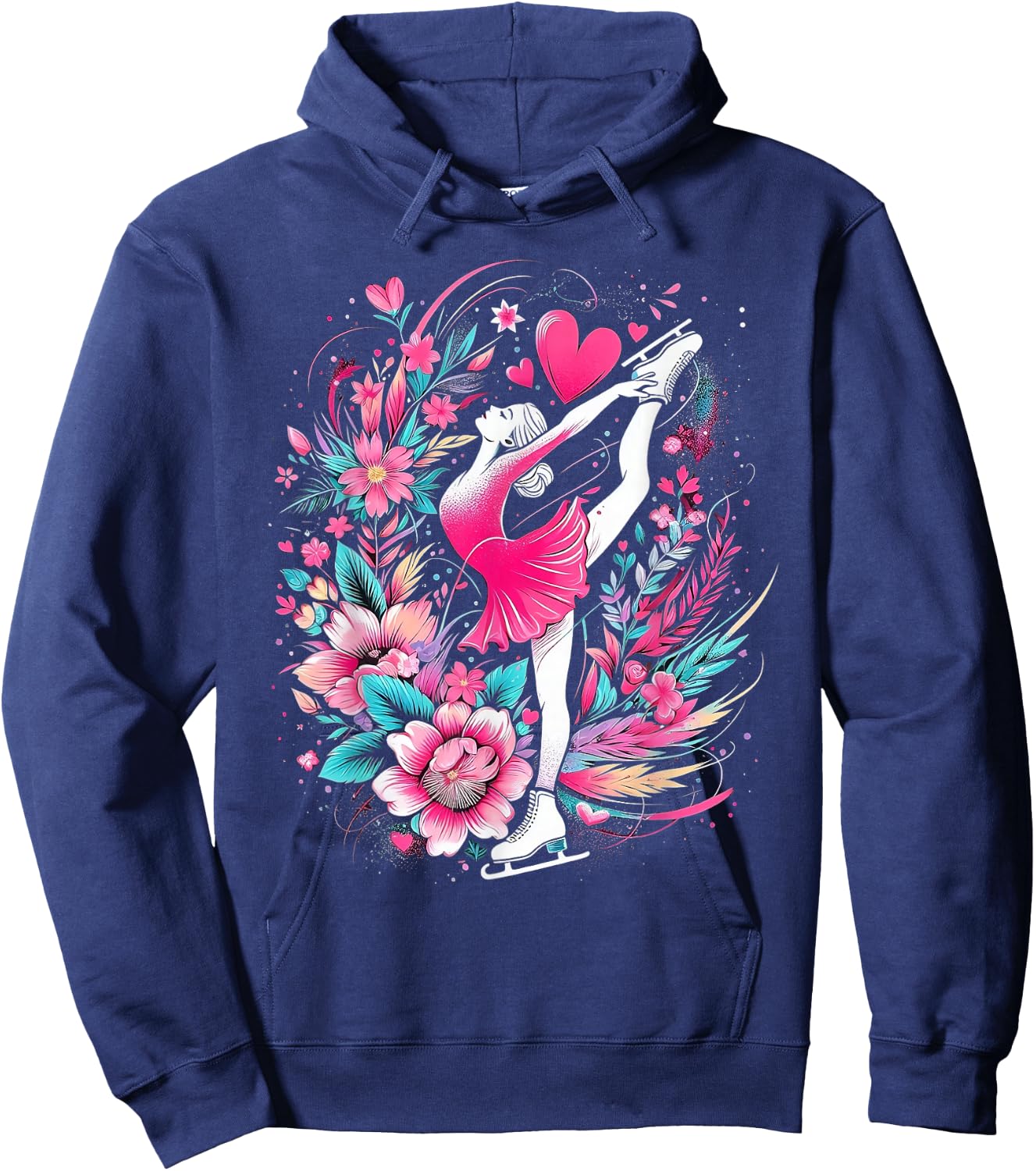 Ice skating girl floral skater girl Hoodie - Hoodie | Navy