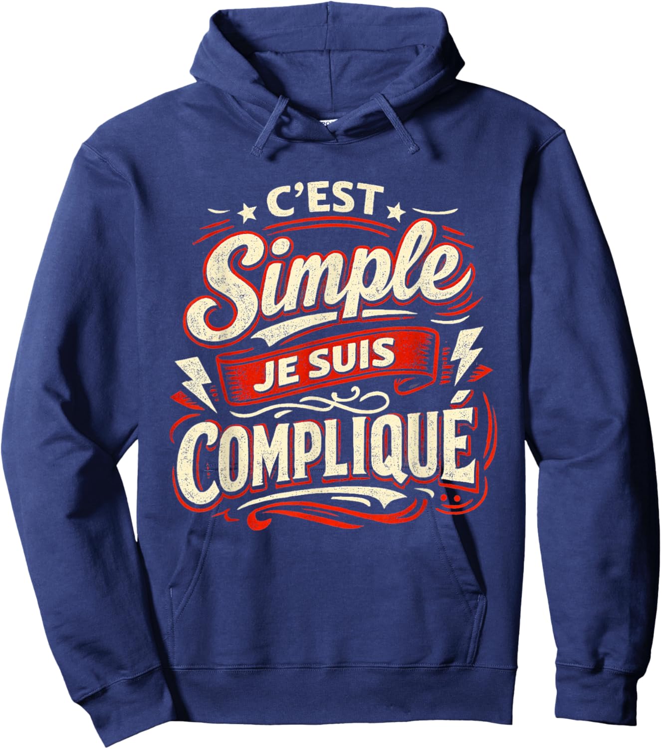 Cadeau Homme Humour Original C'est Simple Je suis Compliqué Hoodie - Hoodie | Navy