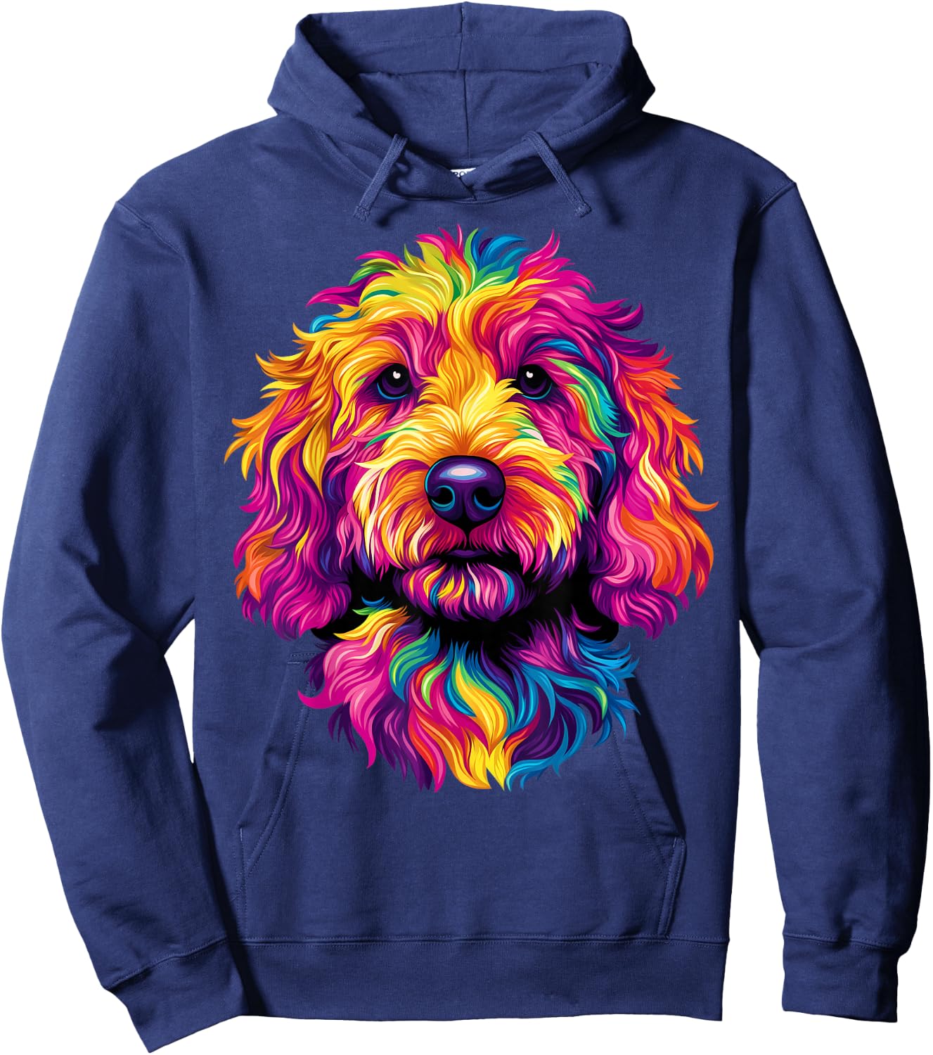 Colorful Goldendoodle Face Golden Doodle Dog Lover Black Hoodie - Hoodie | Navy