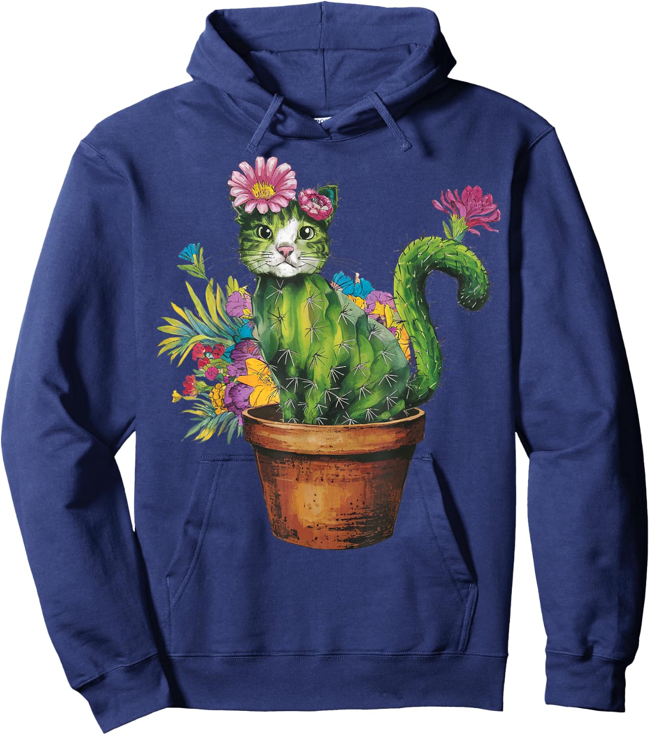 Cat Cactus Gardening Gifts For Cat Lover Cat Mom Cat Dad Hoodie - Hoodie | Navy