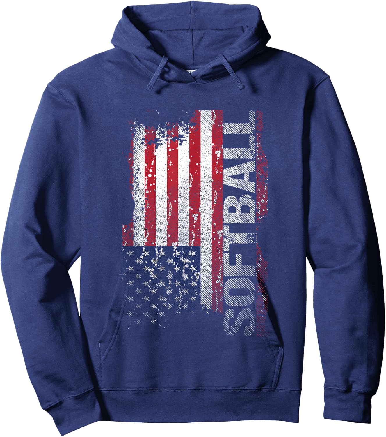 USA Flag Softball Player Gift Hoodie - Hoodie | Navy