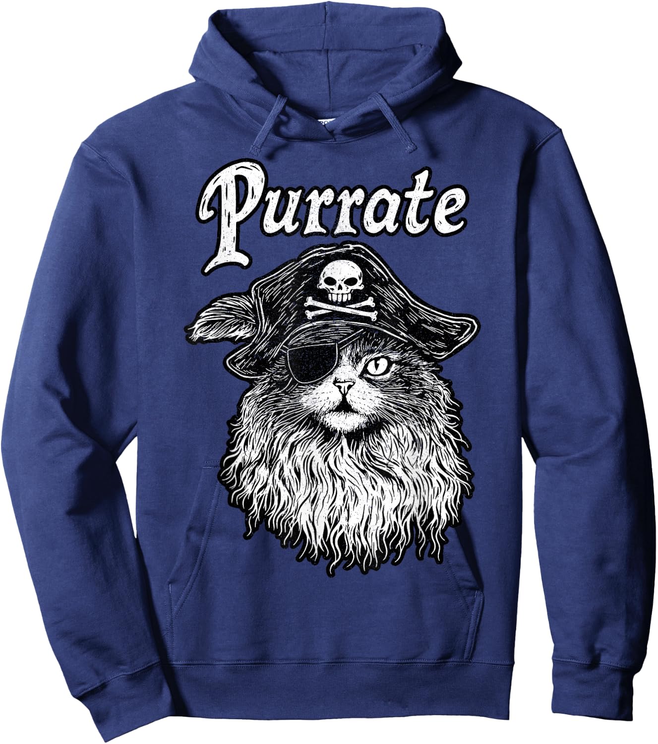 Purrate Pirate Cat – Feline Lover Funny Kitty Pun Hoodie - Hoodie | Navy