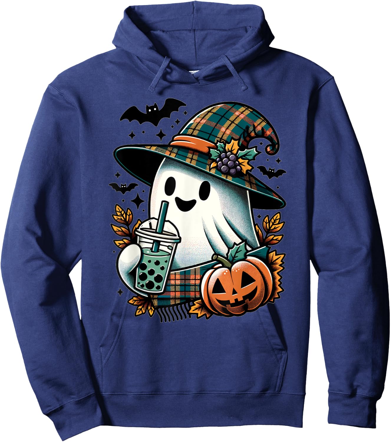 Funny Halloween Retro Ghost Spooky Season Hoodie - Hoodie | Navy