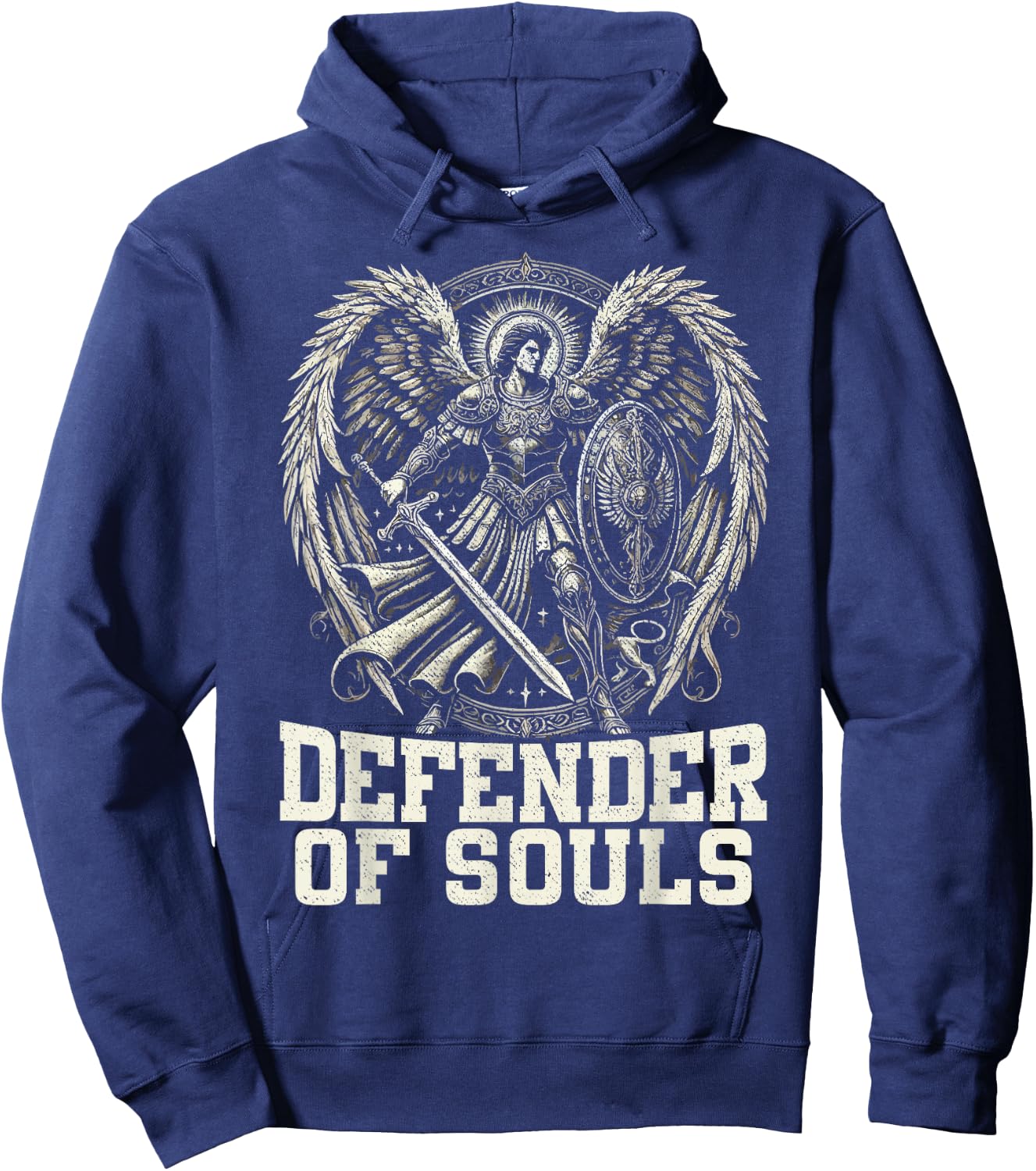 Archangel Michael Christianity SteMi Apparel Catholic Christian -Adults Black Short Sleeve Hoodie - Hoodie | Navy