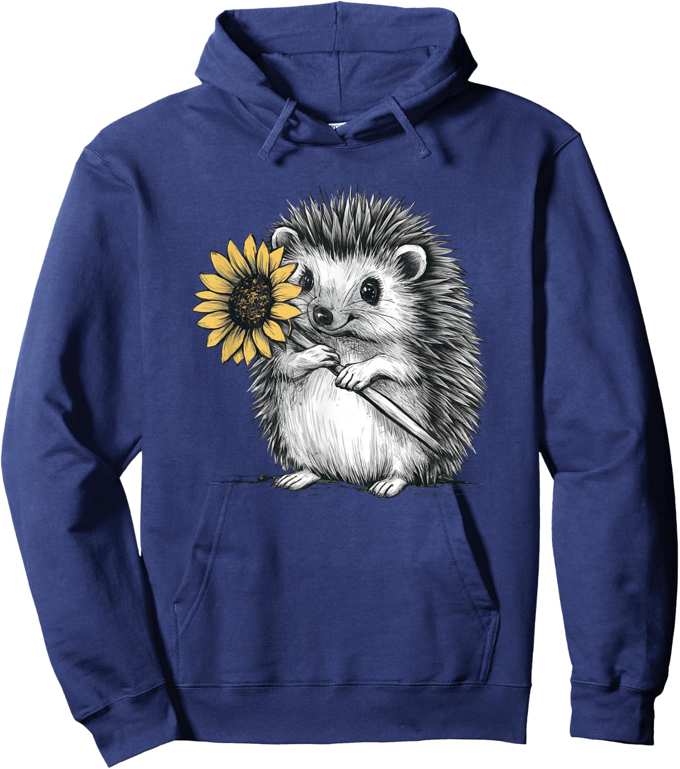 Cute hedgehog with sunflower Hoodie - Hoodie | Navy